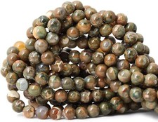 45PCS 8mm Natural Coffee Rhyolite Stone Gemstone 45PCS,