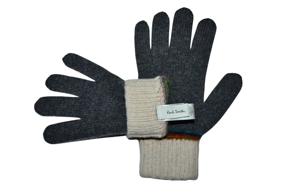 Guantes Paul Smith Mainline Signature Intarsia Grey para Hombres Marca Nueva Foto 4 de 4