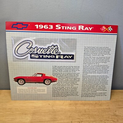 1963 Corvette Sting Ray Willabee & Ward Embroidered Patch & Collector Data Sheet