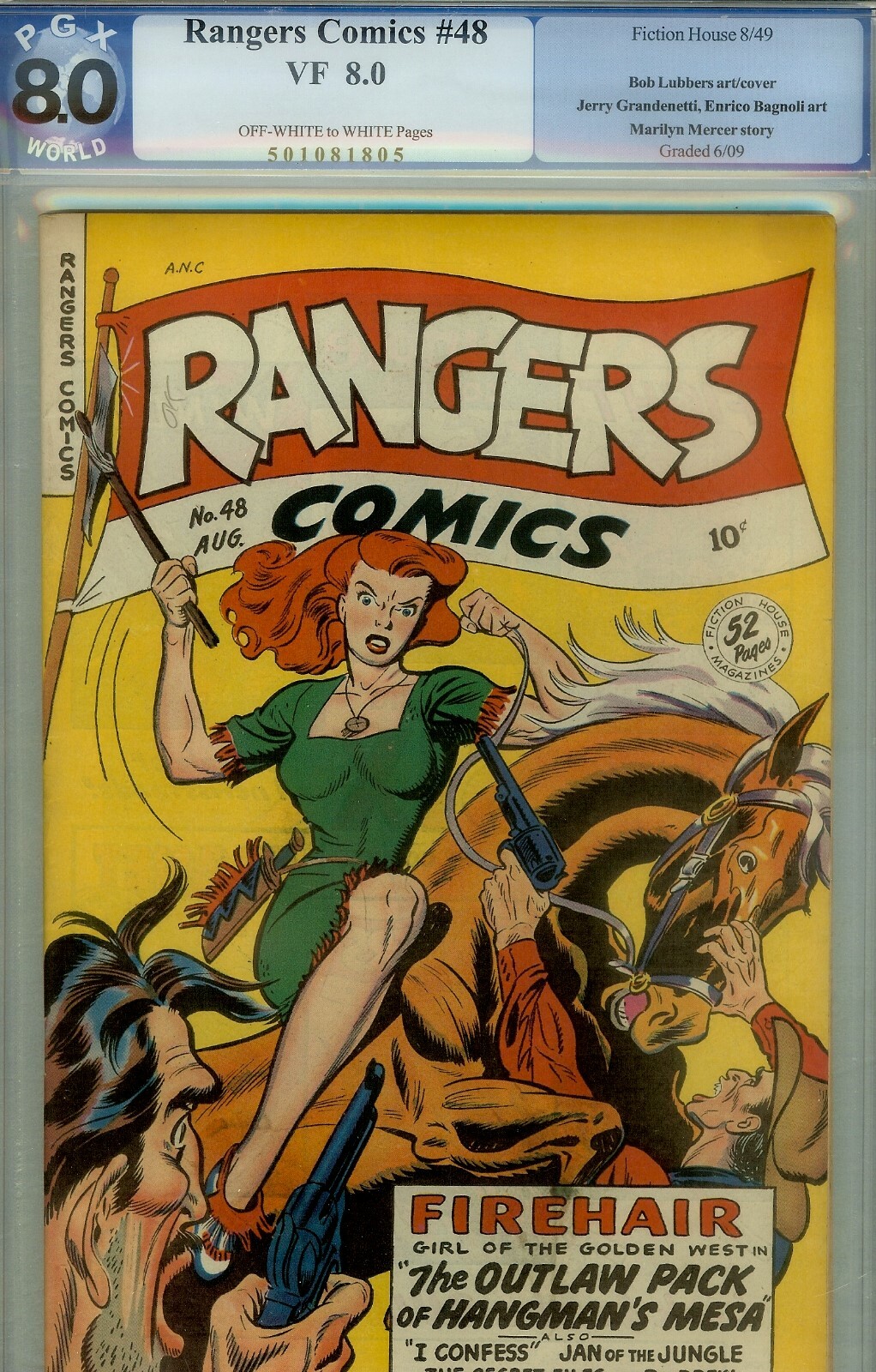 Rangers # 48 PGX 8.0-HIGRADE FIREHAIR LUBBERS CVR ART-1949 FICTIONHOUSE ...