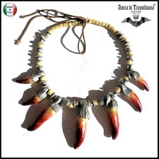 collana etnica tribale vintage zanne elefante bigiotteria donna gioiello antico