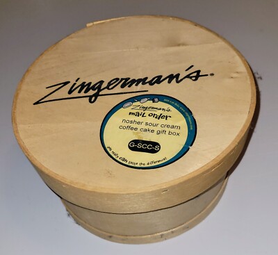 Zingerman's empty pine box. 8 x 4.5'' round. Famous Ann Arbor MI deli.
