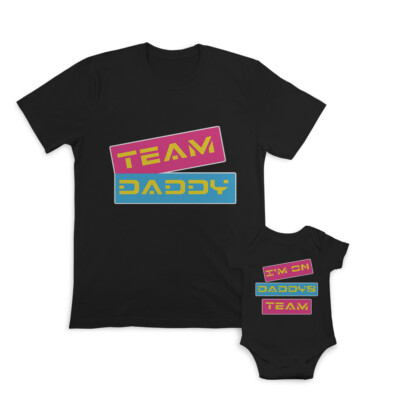 Dad and Baby Matching Outfits Clothes Team Daddy - I Am on Daddy's Team Cotton