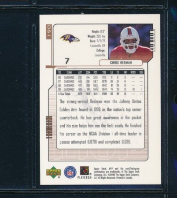 2000 Upper Deck MVP #190 Chris Redman RC Ravens Signed Autograph