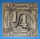+ 1863 Thurn Taxis German States Choice #15 1/4sgr Imperf.Margins 215-Wiesbaden — photo 1