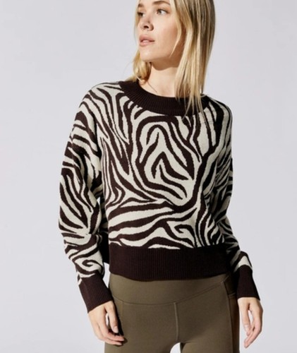 CARBON38 Brown Zebra Jacquard Sweater 
