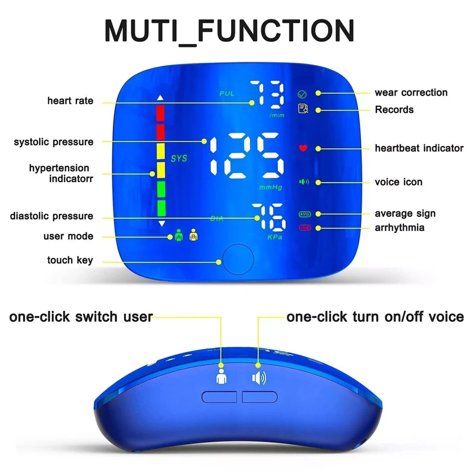 ZIQING Tensiómetro de muñeca LCD portátil rápido recargable con precisión
