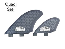 PACIFIC VIBRATIONS Sea Side quad Fits FCS SURFBOARD Fins  Fiberglass Smoke