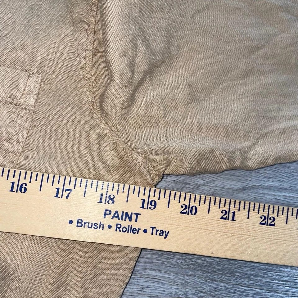 Faherty Arlie Romper Womens Small Tan Brown Button Pockets Linen Blend Comfort - Image 4 of 4