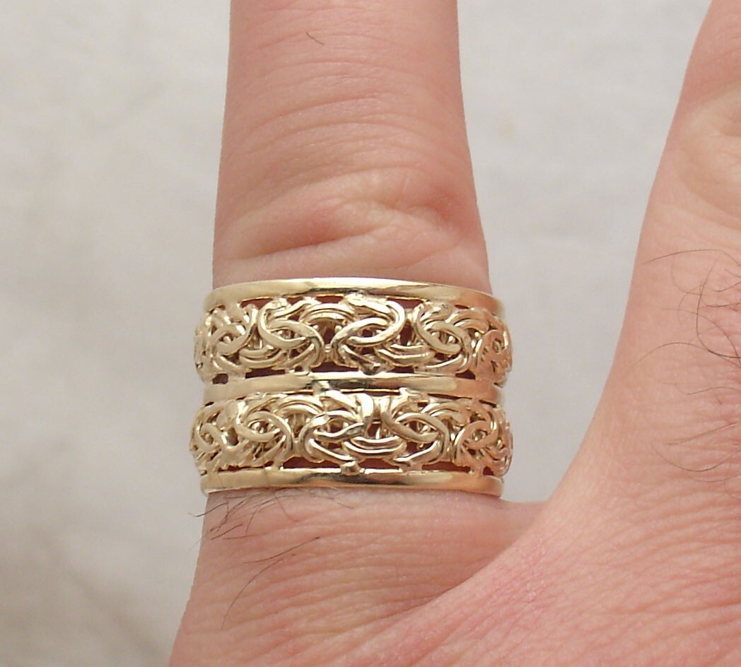Technibond Rings Size 8 Technibond Double Framed Byzantine Ring 14K Yellow Gold Plated ...