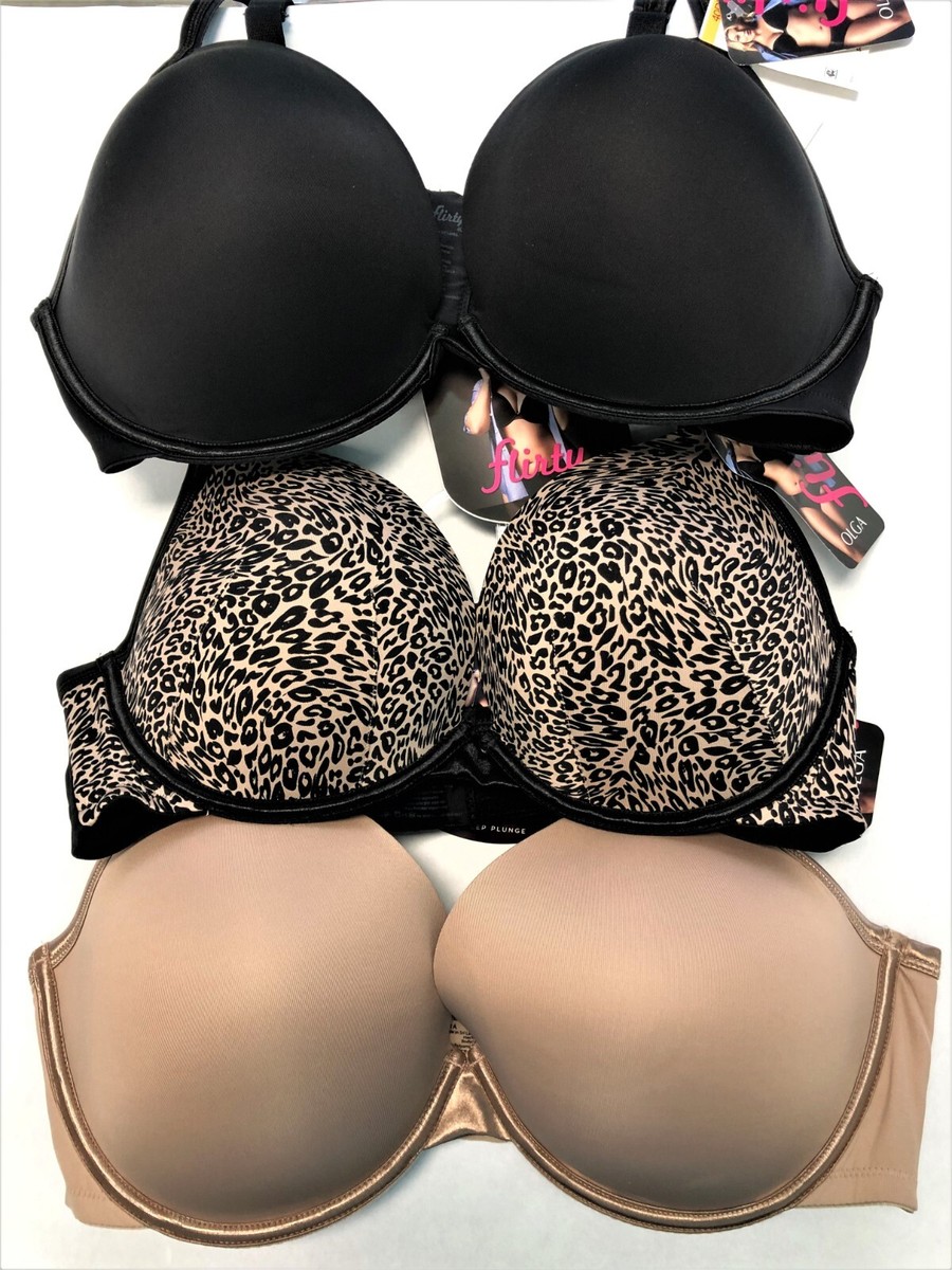 Olga Flirty Plunge Full Figure Underwire T-Shirt Bra GD0711A NEW w