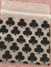 100 SMALL BAGGIES 1515 1.5" X 1.5" MINI Resealable POLY DESIGNER BAGS BLACK CLUB