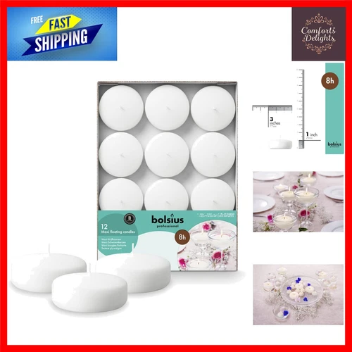 Versatile 12-Pack Floating Candles - 8-Hour Burn - Perfect for Weddings & More