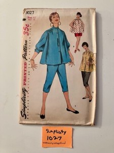 Simplicity 1027 Vintage Maternity Misses Shirt, Blouse, Pants, Shorts Size 12