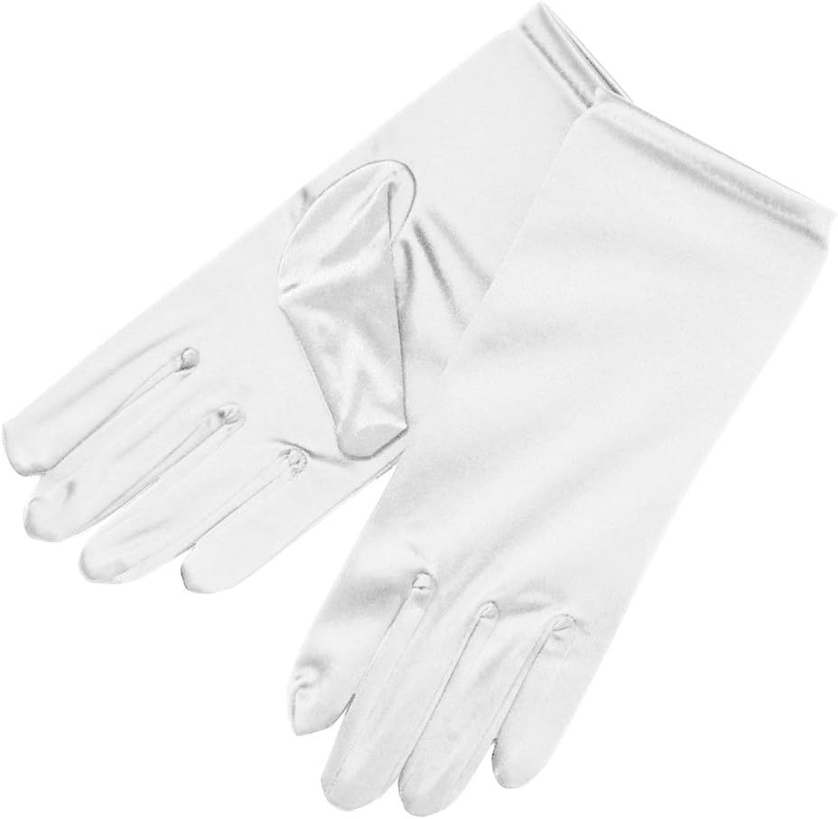 Shiny Stretch Satin Dress Gloves Wrist Length 2BL