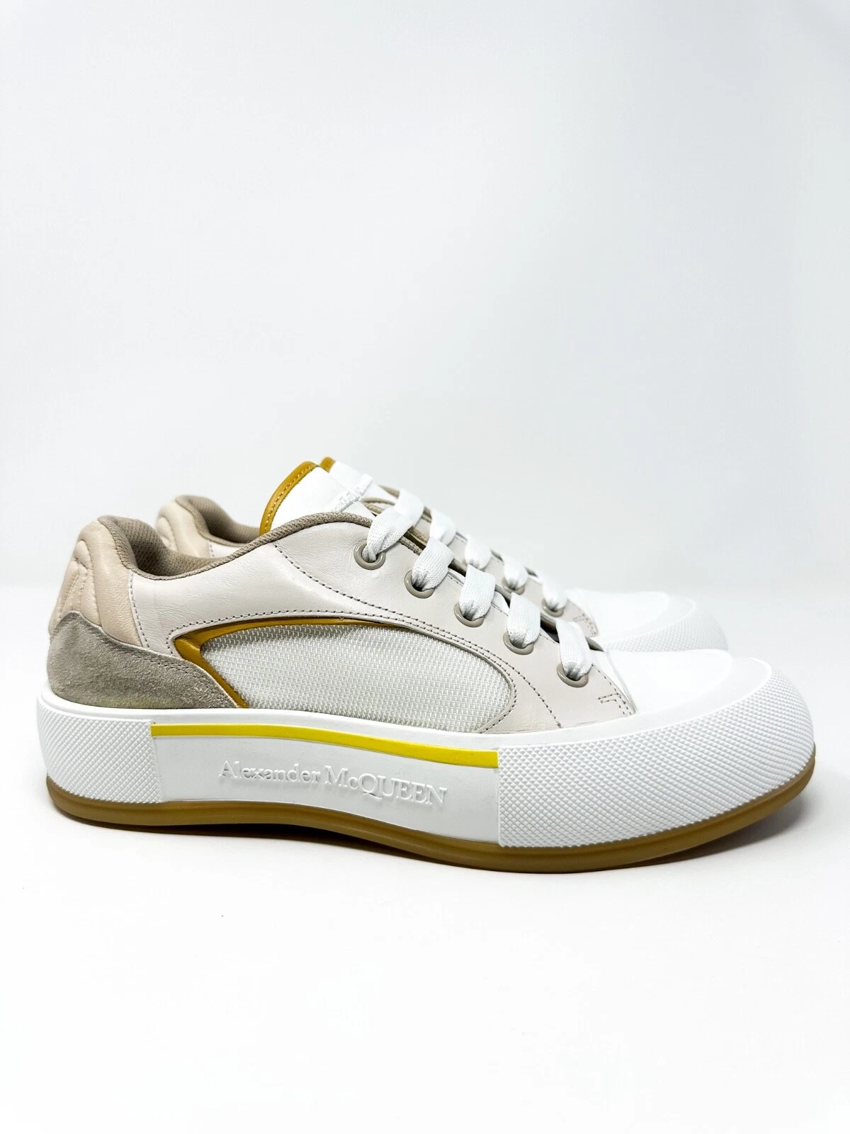 Alexander McQueen Men's Deck Plimsoll Low Top Sneakers White 9 US / 42 EU