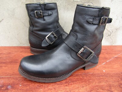 FRYE Boots Womens 'Veronica' Short Black Leather Slouchy Moto