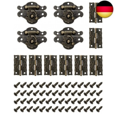 QWORK 4 Sets Antike Dekorative Haspe, Retro Haspen Riegel, dekorativer