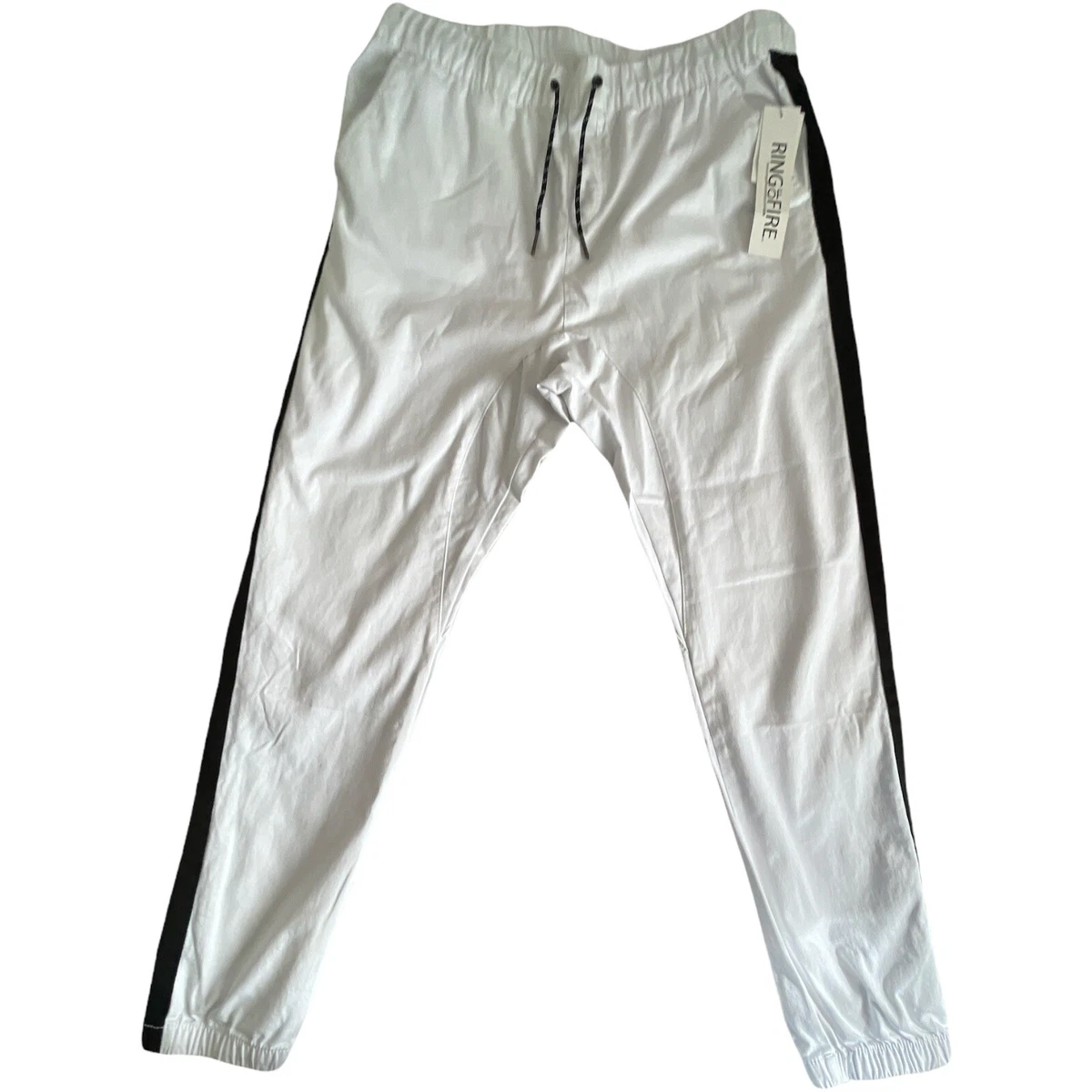 Men s Joggers Ring of Fire Stretch Jogger Pants White Black Size