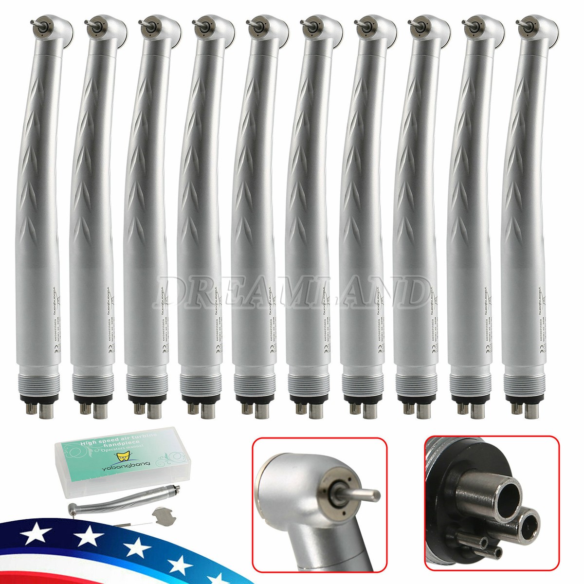 10* Triple Spray Dental High Speed Handpiece Push Button 4 10* Triple Spray Dental High Speed Handpiece Push Button 4