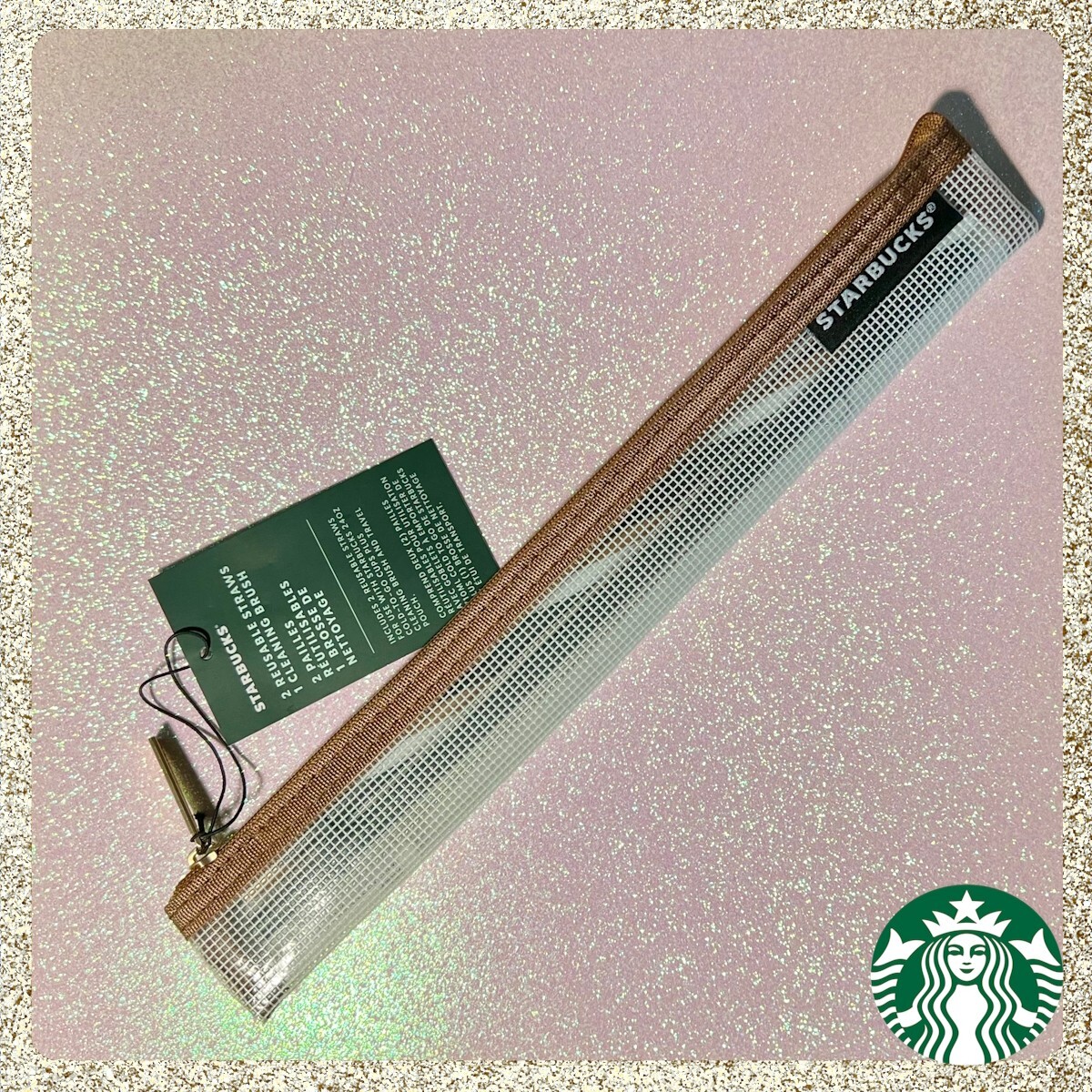 Starbucks reusable straws and cleaning brush set with mesh bag eco-friendly Brand New ♻️🌎