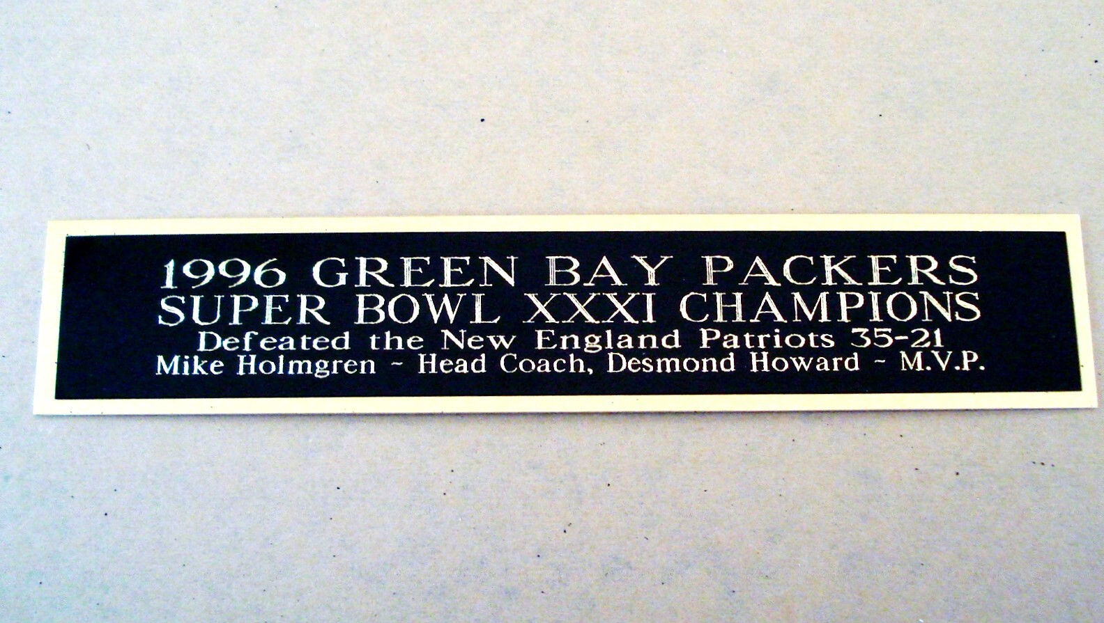 Green Bay Packers Super Bowl XXXI Nameplate For A Football Display Case 1.25X6
