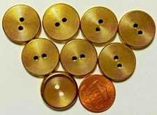 8 Brass Tone Hollow Back Metal Sew-through 2-hole Buttons 3/4" 19mm 4728