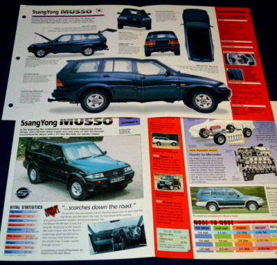 2 1997 SsangYong Musso GX220 Poster Original Brochure Spec Info Ad Print 97