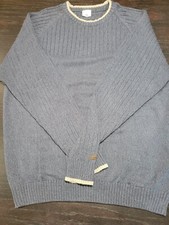 Columbia Men's XL Blue Knit Sweater Ribbed Crew Neck Long Sleeve 100 Cotton 90s