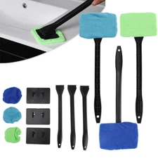 3x Window Windshield Cleaning Tool Microfiber Car Wiper Cleaner Glass Brush