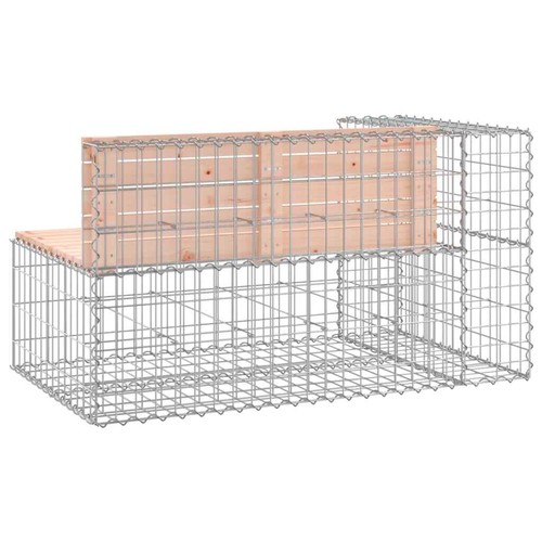 Gabion Cage Garden Bench Outdoor Patio Wooden Park Seat Chair Steel Solid Wood - Picture 5 of 8