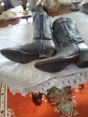 Vintage Blue Embroidered Leather Cowboy Boots 6- 6.5 | eBay