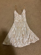 Windsor A-line Beige White Sequin Short Sleeveless Dress Small