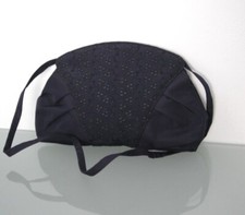 Borsa pochette vintage in tessuto blu con ricami
