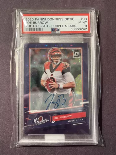 2020 Donruss Optic Joe Burrow Auto /25 Purple Stars PSA 9 MINT Bengals