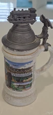 Vintage Gerz Gerzit Lithophane Military Beer Stein Locomotive Domed Lid German