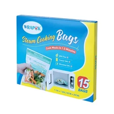 WRAPOK Microwave Steamer Bags 15 Pack Zip Steam Vegetable Cooking Bag for Pot...