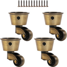 Vintage round Cup Casters for 32Mm Dia Legs 360 Degree Swivel Wheels Pack of 4
