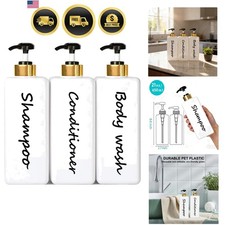 21oz Shampoo and Conditioner Dispenser Set of 3 Modern Refillable Shampoo Pum...