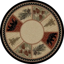 Rustic Lodge Black Bear 8' Round Area Rug, 7'10x7'10 7'10" (Round)
