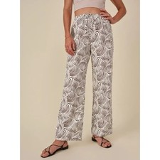 REFORMATION Olina Straight Leg 100 Linen Pants Optical Brown Women Size XL NWOT