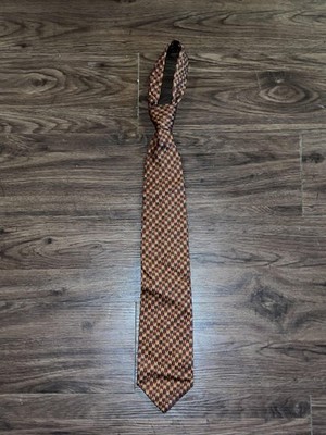 J.Z. Richards Necktie Mens Brown Red Geometric Pattern All Silk Handmade in USA