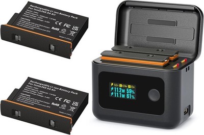 Insta360 X4 Air Akku 2 Stück Schnellladen 24W LCD Anzeige