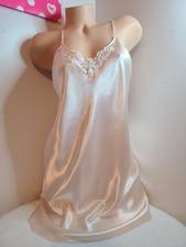 Vintage Silky Satin Bridal Beaded Mini Babydoll Slip Dress Size Small