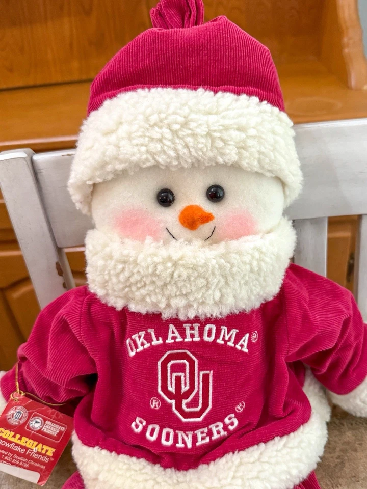 Muñeco de Nieve Oklahoma Sooners Peluche Decoración de Navidad Parte Inferior Ponderada OU Foto 2 de 4