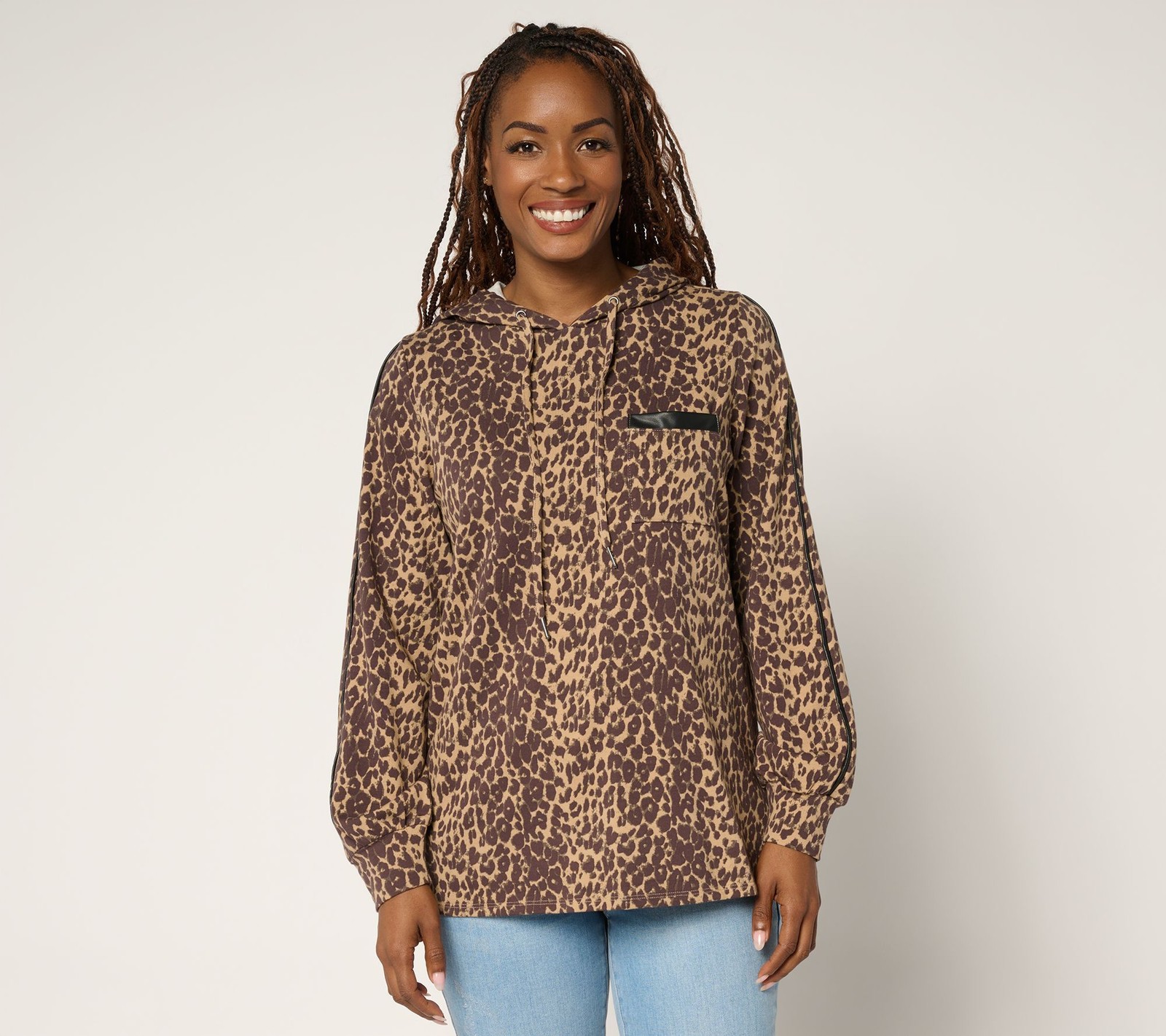 Belle by Kim Gravel Women's Top Plus Sz 3X Just a Touch Faux Brown A698183