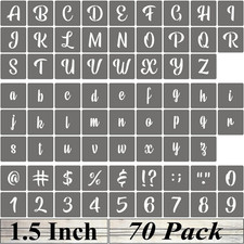 1.5 Inch Alphabet Letter Stencils - 70 Pack Letter Number Stencil Templates with