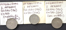 3 X Afghanistan Coins Lot ~  1 & 2  Afghani (SH1340) 1961 ~ KM940 & KM942