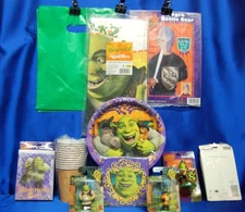 Shrek Set # 11 Tablecover Napkins Invite Candle Plates Battle Gear Cup Figures