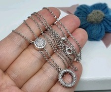 BOXED Genuine PANDORA Signature Logo Pave Circle Y-Necklace   75cm 💕 S925 ALE 